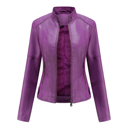 Damen Lederjacke mit Mao-Kragen Eleganter & Klassischer Look