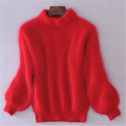Vintage Angora Pullover Damen Pullover fest gestrickt