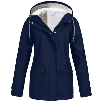 Wasserdichte Outdoorjacke Damen Fleecefutter Winddicht