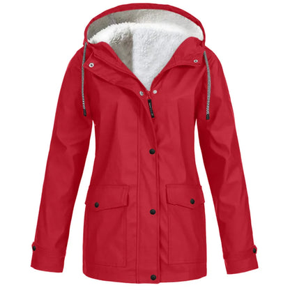 Wasserdichte Outdoorjacke Damen Fleecefutter Winddicht