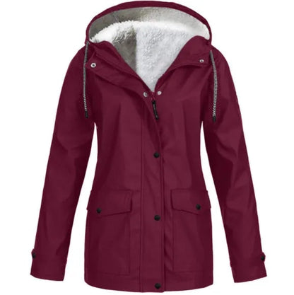 Wasserdichte Outdoorjacke Damen Fleecefutter Winddicht