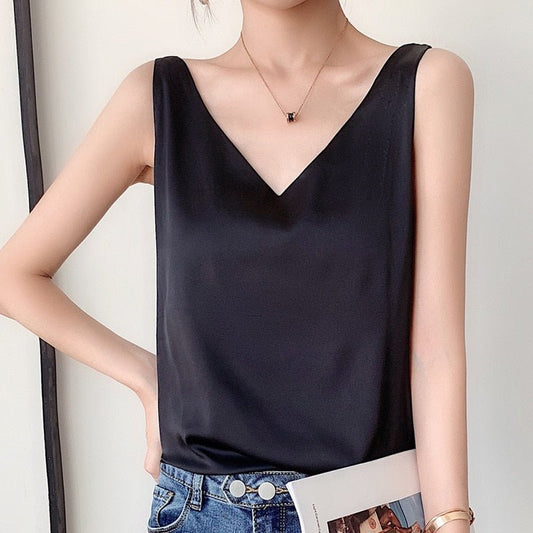 Damen Tanktop Seidig Weiches Top Sommer Atmungsaktiv