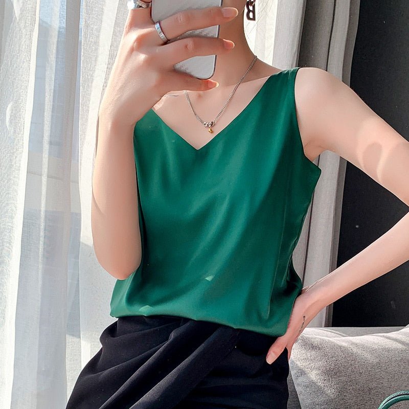 Damen Tanktop Seidig Weiches Top Sommer Atmungsaktiv