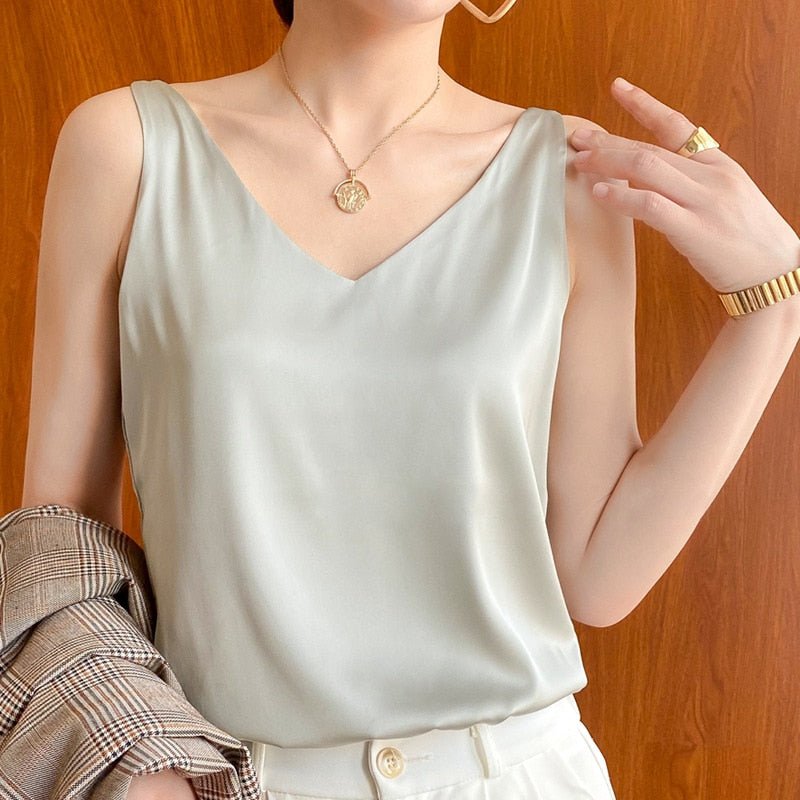 Damen Tanktop Seidig Weiches Top Sommer Atmungsaktiv