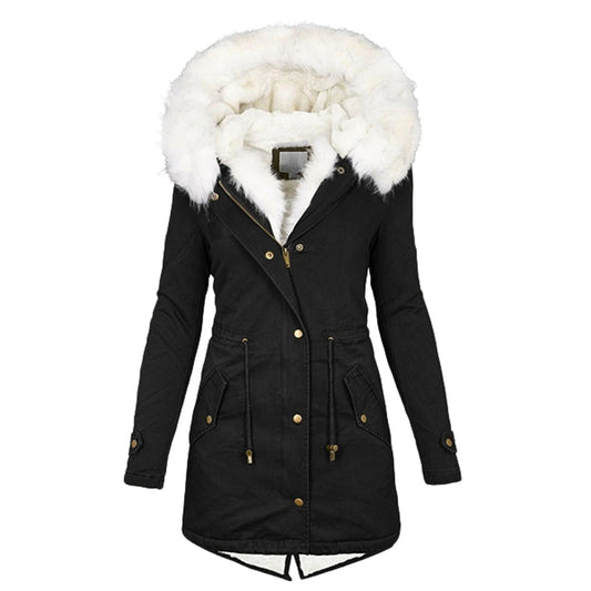 Elegante Winterjacke mit Kapuze und Fleecefutter