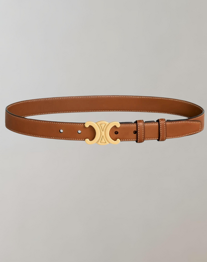 Veganer Damen Gürtel Schwarz - Eleganter Ledergürtel mit Goldener Schnalle