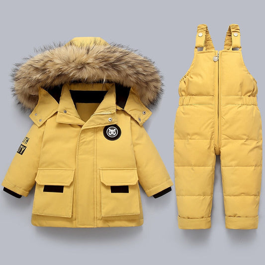 Kinder Wintermantel & Overall Set Warme Winterkleidung für Kleinkinder