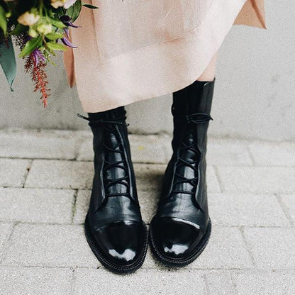 Vintage Damen Stiefeletten mit Absatz - Öko-Leder