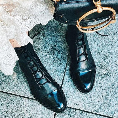 Vintage Damen Stiefeletten mit Absatz - Öko-Leder