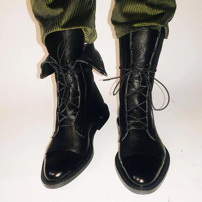 Vintage Damen Stiefeletten mit Absatz - Öko-Leder
