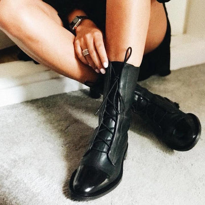 Vintage Damen Stiefeletten mit Absatz - Öko-Leder