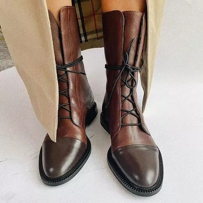 Vintage Damen Stiefeletten mit Absatz - Öko-Leder