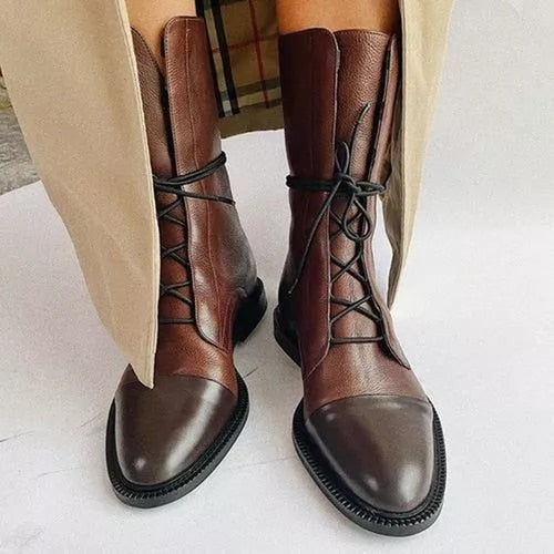 Vintage Damen Stiefeletten mit Absatz - Öko-Leder