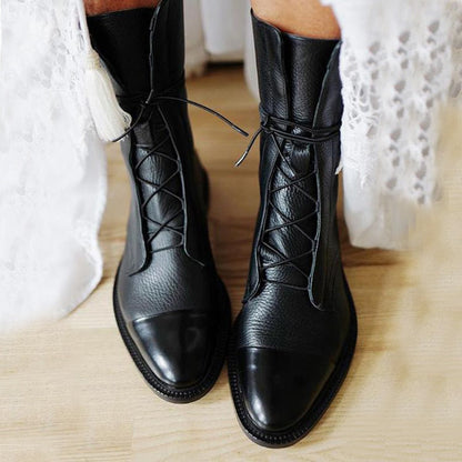 Vintage Damen Stiefeletten mit Absatz - Öko-Leder
