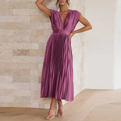 V-Ausschnitt Kleid mit Rückenbindung - Sommerkleid Midi