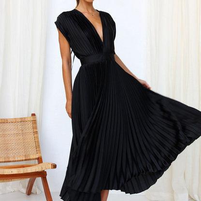 V-Ausschnitt Kleid mit Rückenbindung - Sommerkleid Midi