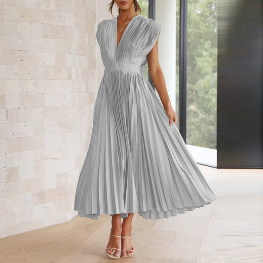 V-Ausschnitt Kleid mit Rückenbindung - Sommerkleid Midi
