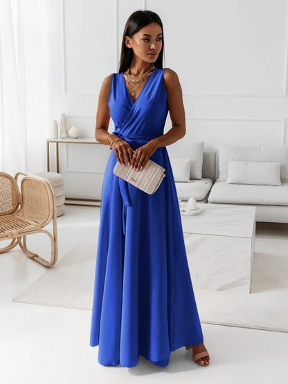 Elegantes Langarm-Abendkleid mit V-Ausschnitt