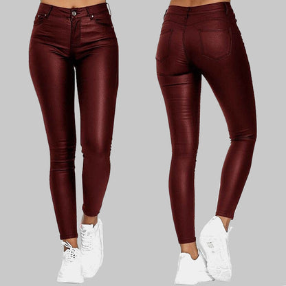 Schwarze Skinny Lederhose Herren Damen - Enganliegende Lederhose mit Stretch
