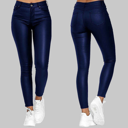 Schwarze Skinny Lederhose Herren Damen - Enganliegende Lederhose mit Stretch