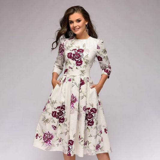 Edles Retro Midikleid Elegante Kleider im Vintage Stil