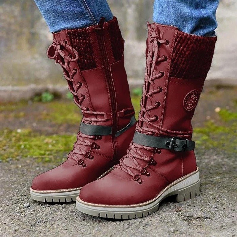 Damenstiefel Herbst Winter Warme, bequeme Stiefel mit rutschfester Sohle