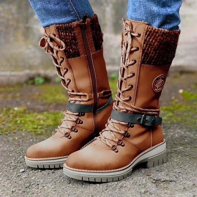 Damenstiefel Herbst Winter Warme, bequeme Stiefel mit rutschfester Sohle