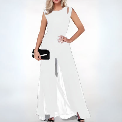 Eleganter Jumpsuit Ärmelloser Abend-Overall mit weiten Hosenbeinen