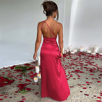 Maxikleid Sommerkleid Schulterfrei Elegantes Polyester Kleid
