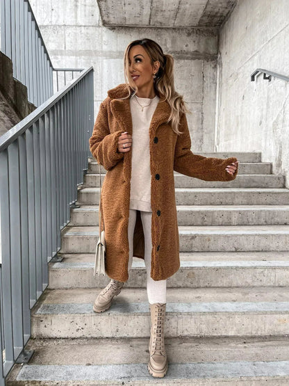 Plüsch-Trenchcoat Warmer & Stilvoller Mantel für Damen