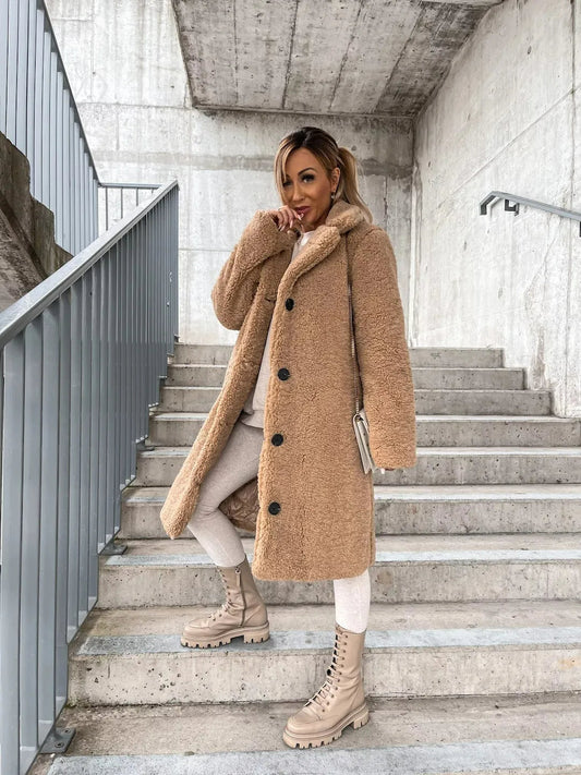 Plüsch-Trenchcoat Warmer & Stilvoller Mantel für Damen