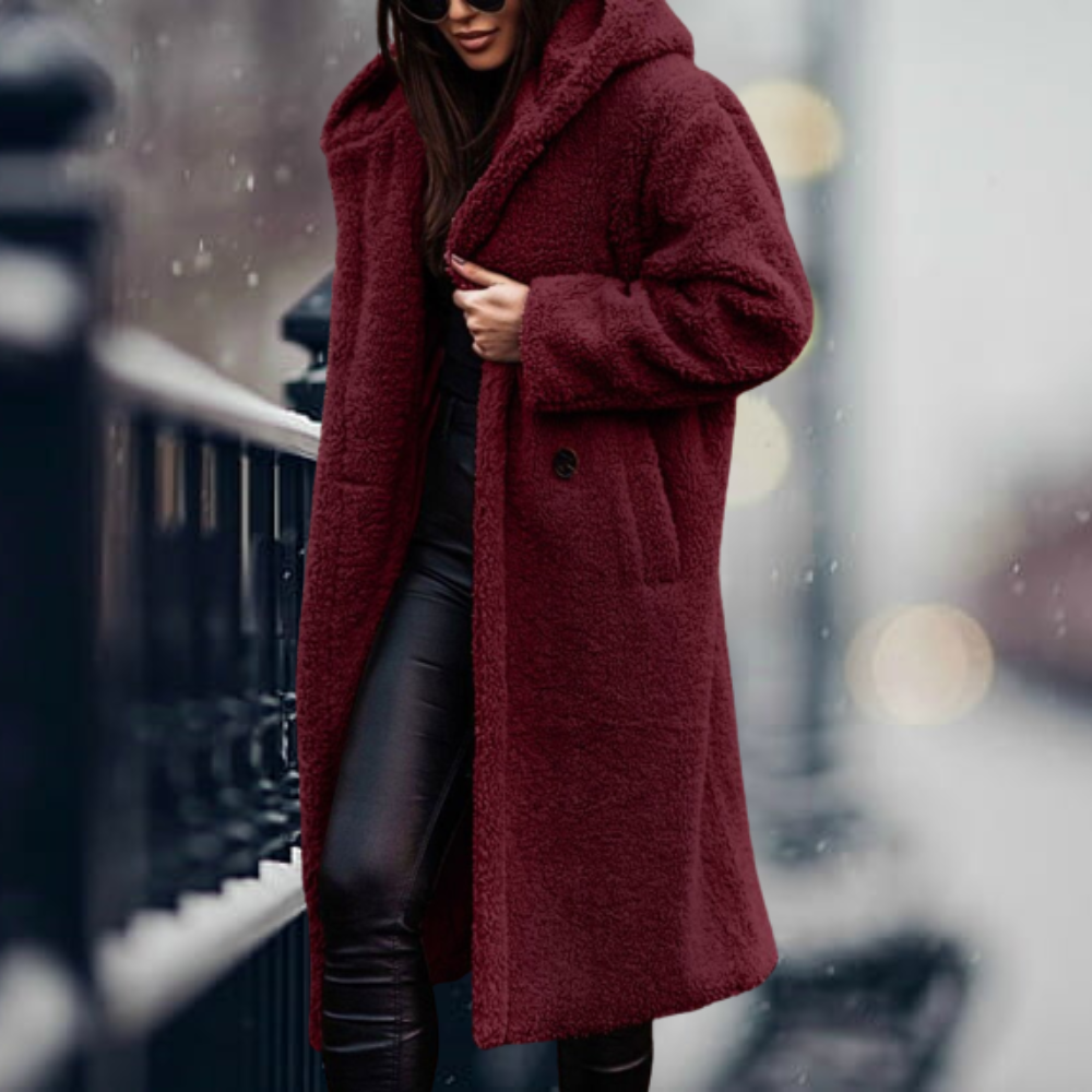 Kuschelige Kunstfell-Kapuzenjacke Flauschige Eleganz für Frühling & Herbst