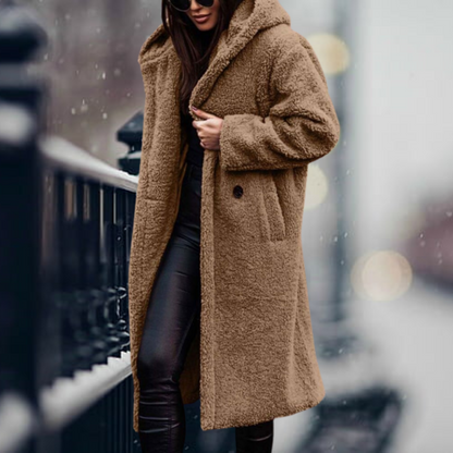 Kuschelige Kunstfell-Kapuzenjacke Flauschige Eleganz für Frühling & Herbst