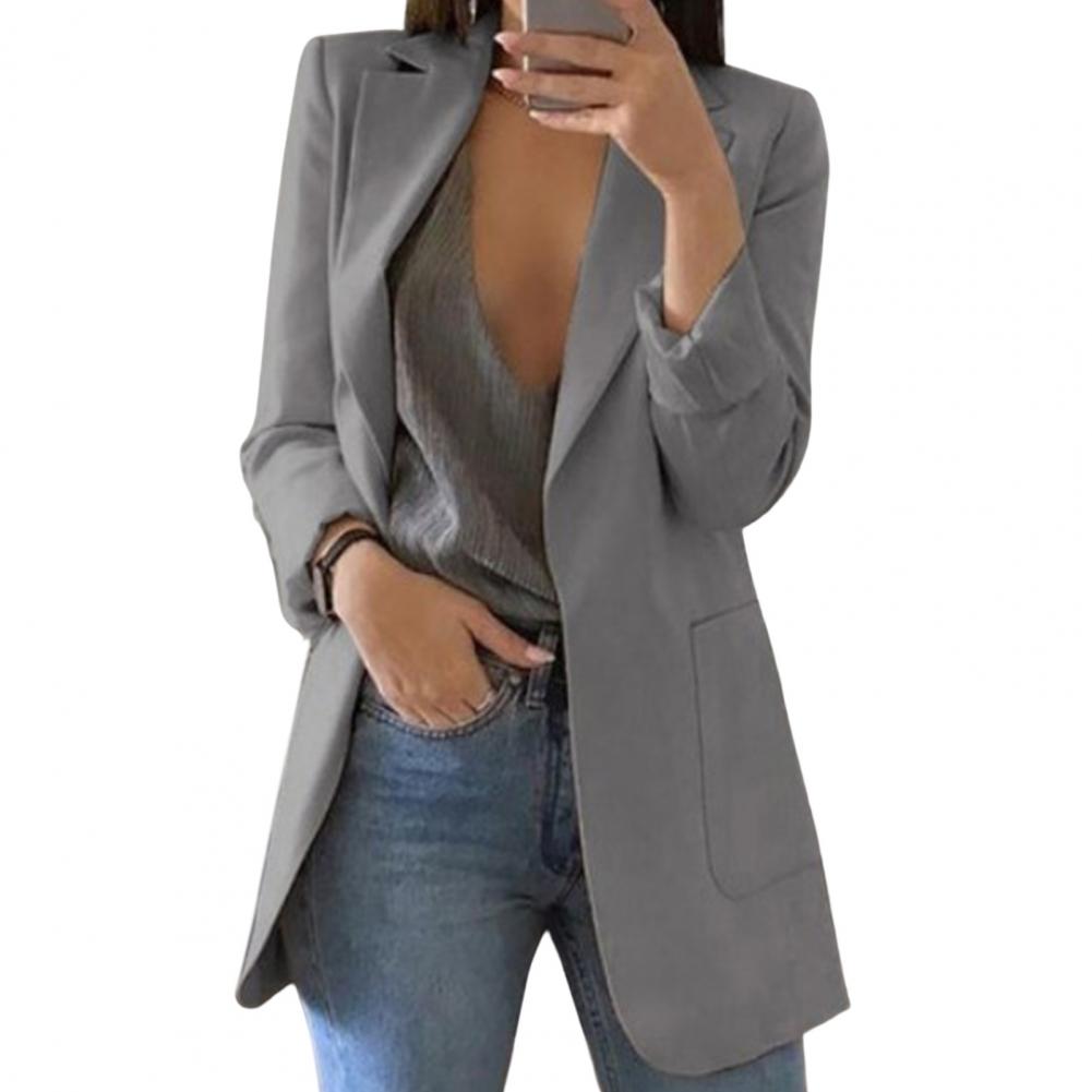 Damen Blazer Jacke mit großen Taschen - Herbstmode Polyester