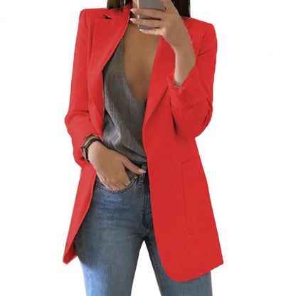 Damen Blazer Jacke mit großen Taschen - Herbstmode Polyester
