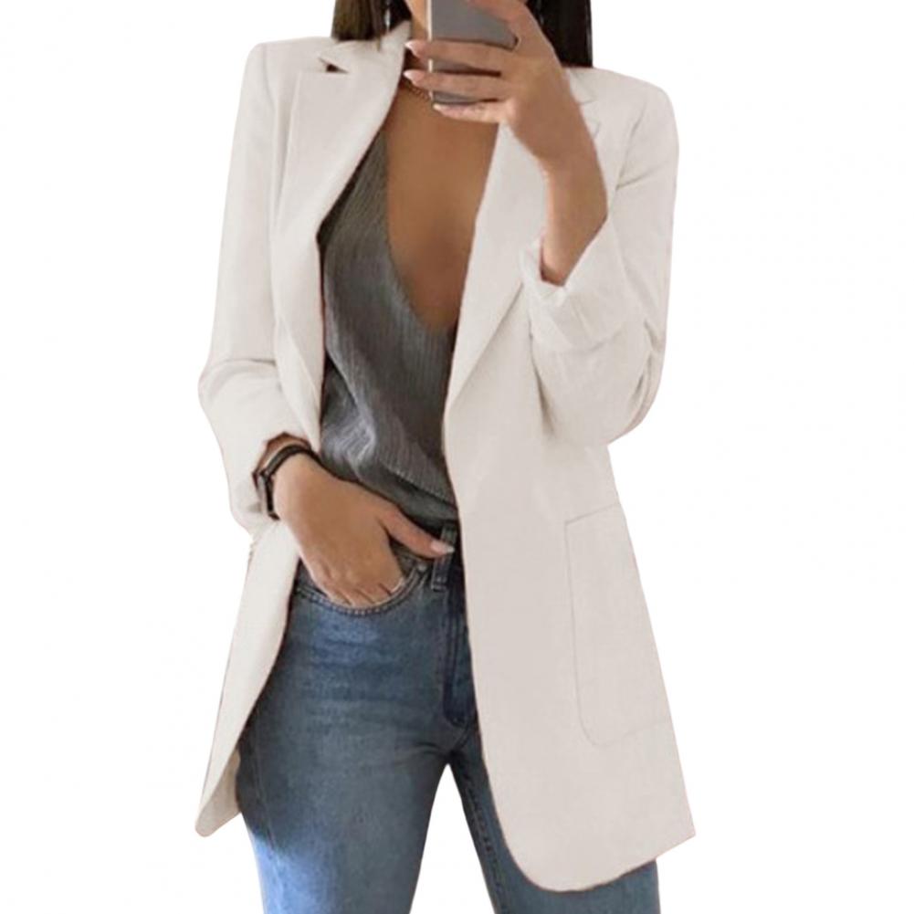 Damen Blazer Jacke mit großen Taschen - Herbstmode Polyester