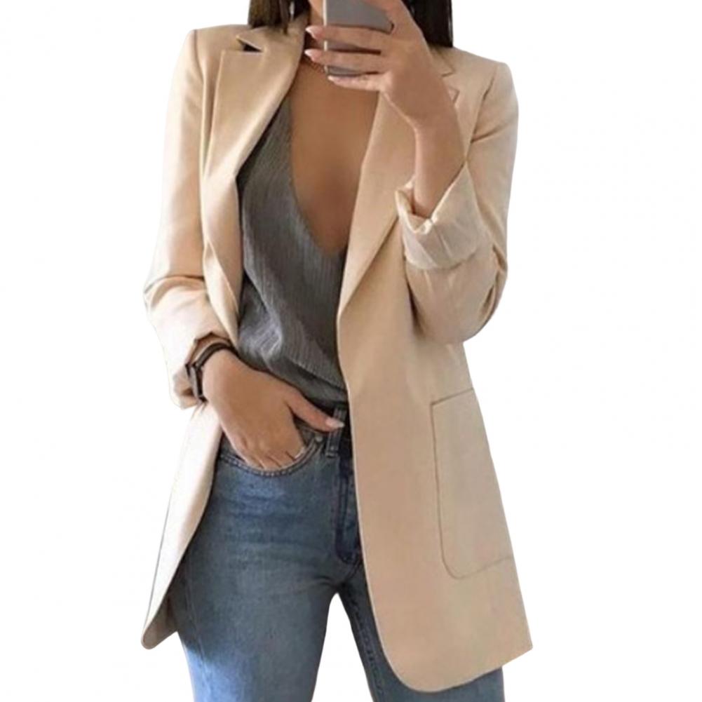 Damen Blazer Jacke mit großen Taschen - Herbstmode Polyester