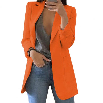 Damen Blazer Jacke mit großen Taschen - Herbstmode Polyester