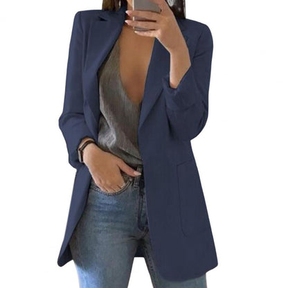 Damen Blazer Jacke mit großen Taschen - Herbstmode Polyester