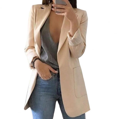 Damen Blazer Jacke mit großen Taschen - Herbstmode Polyester